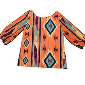 Auditions women's large Southwest style Indian print top